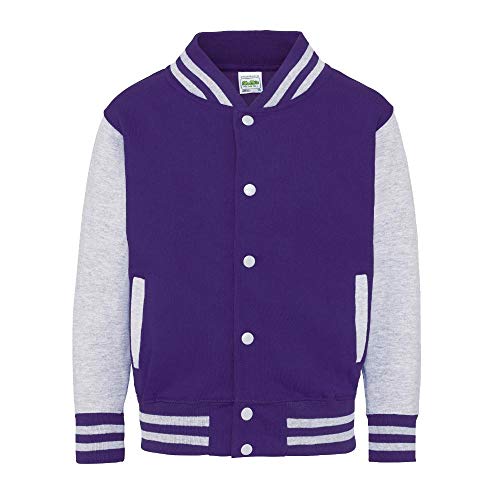 Just Hoods - Kinder College Jacke/Purple/Heather Grey, 3/4 (XS) von Just Hoods