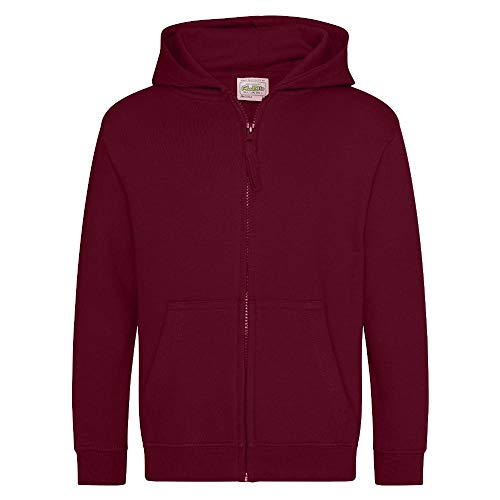 Just Hoods - Kinder Sweatjacke mit Kapuze/Burgundy, 9/11 (L) von Just Hoods