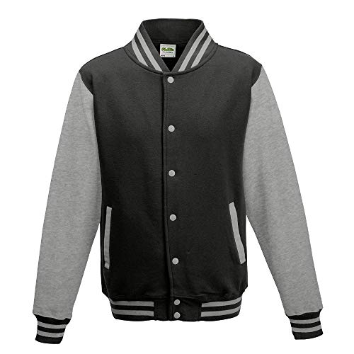 Just Hoods - Unisex College Jacke 'Varsity Jacket' / Charcoal/Heather Grey, XXL von Just Hoods