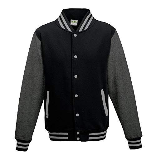 Just Hoods - Unisex College Jacke 'Varsity Jacket' / Jet Black/Charcoal, M von Just Hoods