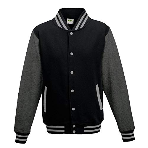 Just Hoods College Jacke 'Varsity Jacket, Tiefschwarz/Anthrazit, XS von Just Hoods
