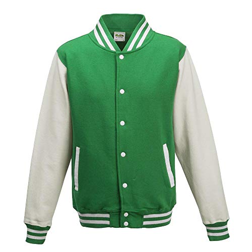 Just Hoods - Unisex College Jacke 'Varsity Jacket' BITTE DIE JH043 BESTELLEN! Gr. - XS - Kelly Green/White von Just Hoods