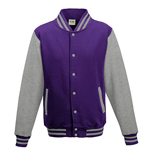 Just Hoods - Unisex College Jacke 'Varsity Jacket' BITTE DIE JH043 BESTELLEN! Gr. - XXL - Purple/Heather Grey von Just Hoods