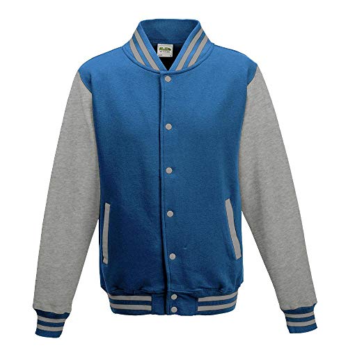 Just Hoods - Unisex College Jacke 'Varsity Jacket' BITTE DIE JH043 BESTELLEN! Gr. - M - Sapphire Blue/Heather Grey von Just Hoods