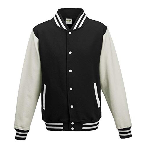 Just Hoods College Jacke 'Varsity Jacket, Tiefschwarz/Weiß, S von Just Hoods