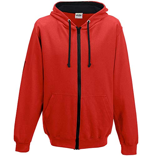 Just Hoods - Unisex Kapuzen-Sweatjacke/Fire Red/Jet Black, XXL von Just Hoods