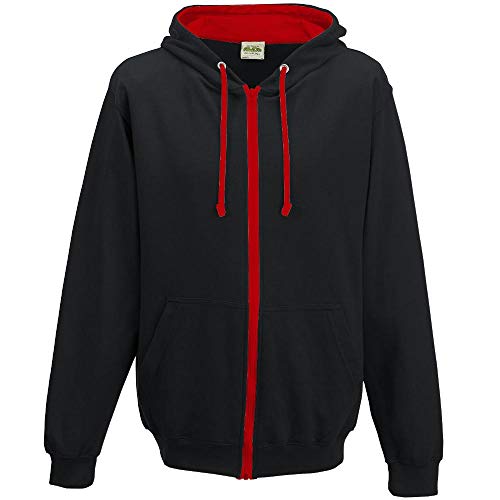 Just Hoods - Unisex Kapuzen-Sweatjacke/Jet Black/Fire Red, L von Just Hoods