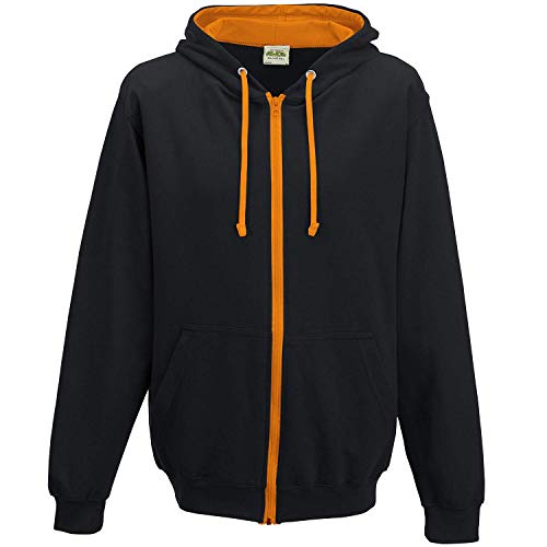 Just Hoods - Unisex Kapuzen-Sweatjacke/Jet Black/Orange Crush, L von Just Hoods