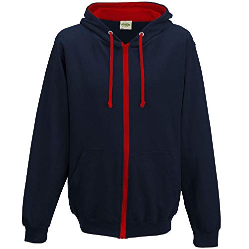 Just Hoods - Unisex Kapuzen-Sweatjacke/New French Navy/Fire Red, XXL von Just Hoods