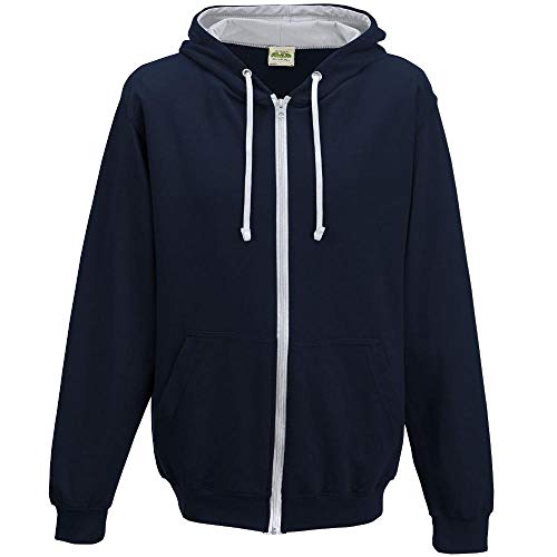 Just Hoods - Unisex Kapuzen-Sweatjacke/New French Navy/Heather Grey, L von Just Hoods