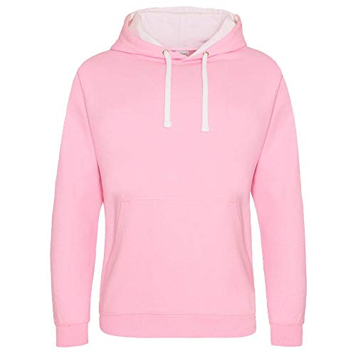 Just Hoods - Unisex Varsity Hoodie/Baby Pink/Arctic White, L von Just Hoods