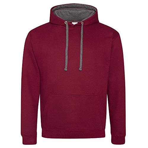 Just Hoods - Unisex Varsity Hoodie/Burgundy/Charcoal, 3XL von Just Hoods