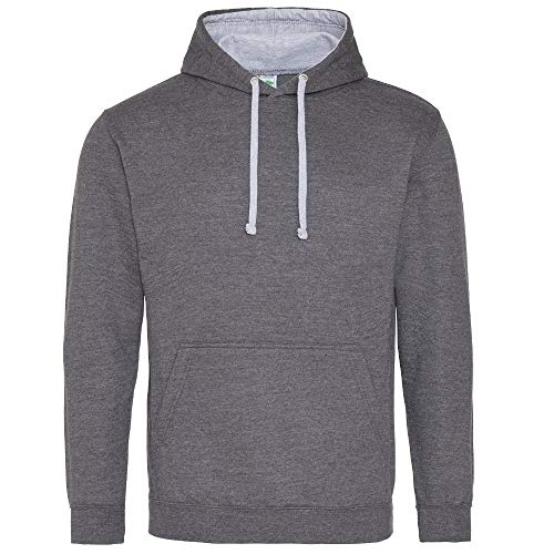 Just Hoods - Unisex Varsity Hoodie/Charcoal/Heather Grey, L von Just Hoods