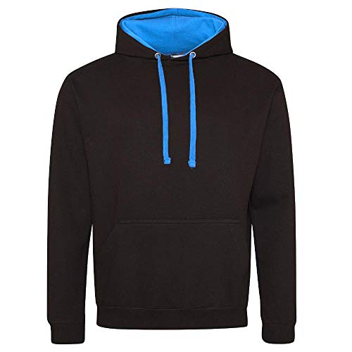 Just Hoods - Unisex Varsity Hoodie/Jet Black/Sapphire Blue, L von Just Hoods