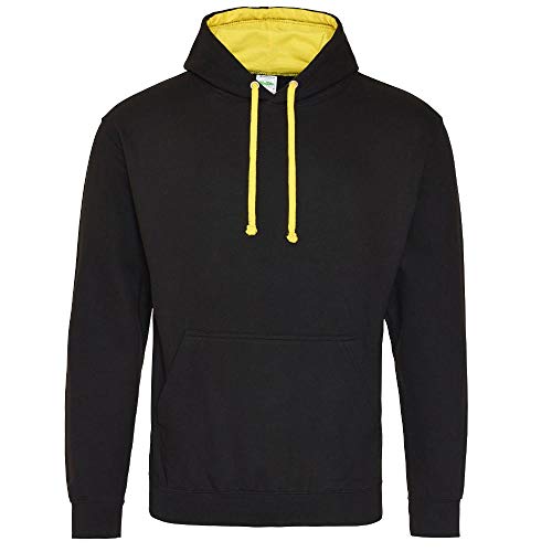 Just Hoods - Unisex Varsity Hoodie/Jet Black/Sun Yellow, S von Just Hoods