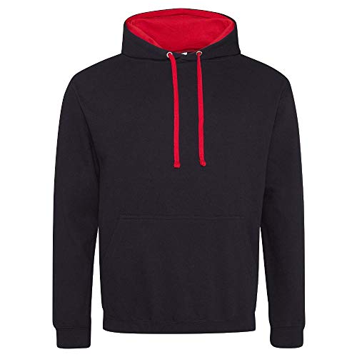 Just Hoods - Unisex Varsity Hoodie/Jet Black/Fire Red, 3XL von Just Hoods