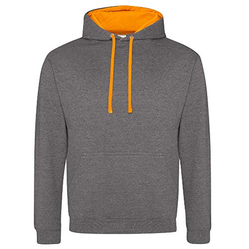 Just Hoods - Unisex Varsity Hoodie/Charcoal/Orange, XL von Just Hoods