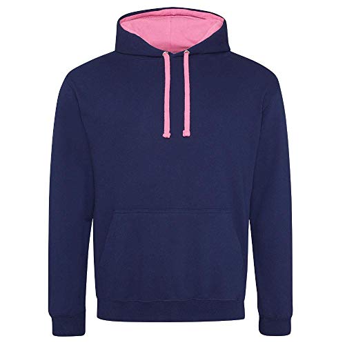 Just Hoods - Unisex Varsity Hoodie/Oxford Navy/Candyfloss Pink, XL von Just Hoods