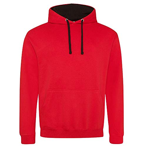 Just Hoods - Unisex Varsity Hoodie/Fire Red/Jet Black, XS von Just Hoods