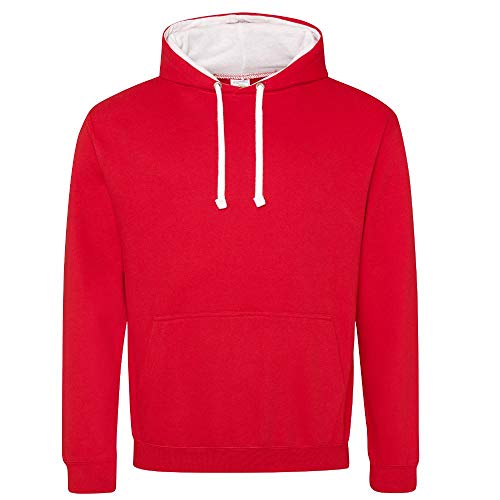 Just Hoods - Unisex Varsity Hoodie/Fire Red/Arctic White, XXL von Just Hoods