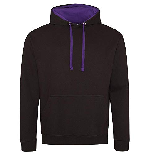 Just Hoods - Unisex Varsity Hoodie/Jet Black/Purple, XXL von Just Hoods