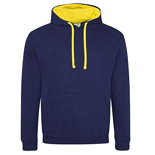 Just Hoods - Unisex Varsity Hoodie/Oxford Navy/Sun Yellow, XXL von Just Hoods