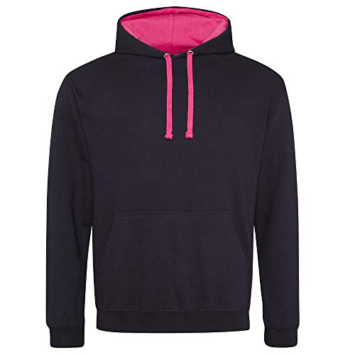 Just Hoods - Unisex Varsity Hoodie/Jet Black/Hot Pink, L von Just Hoods