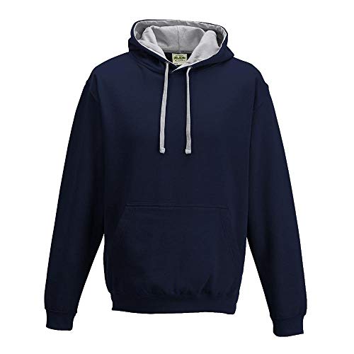 Just Hoods - Unisex Varsity Hoodie/New French Navy/Heather Grey, 5XL von Just Hoods