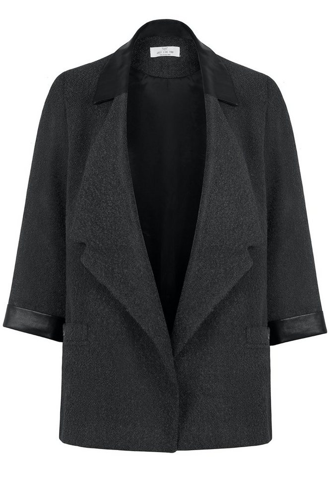 Just Like You Jackenblazer Anthrazitfarbene Jacke mit Leder Details von Just Like You