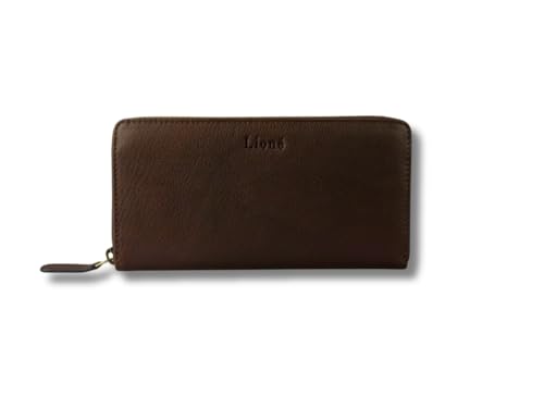 Just Lioné Damen Geldbörse Aus Echtleder – Portemonnaie Mit RFID-Schutz, Kartenfächern, Münzfach & Geschenkbox Marian (Dunkelbraun) von Just Lioné