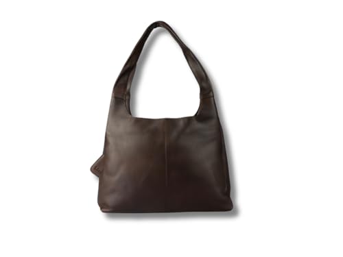 Just Lioné Große Schultertasche Aus Echtleder – Umhängetasche Mit RFID-Kartenfächern, Magnet- & Reißverschlussfächern Manon (Dunkelbraun) von Just Lioné