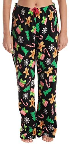 Just Love Plüsch-Pyjamahose für Damen, Schwarz - Christmas Explosion, Groß von Just Love