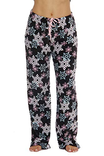 Just Love Plüsch-Pyjamahose für Damen, zierlich bis Übergröße, Schwarz - Schneeflocke, Large Just Love Plüsch-Pyjamahose für Damen, zierlich bis Übergröße, Schwarz - Schneeflocke, Large von Just Love