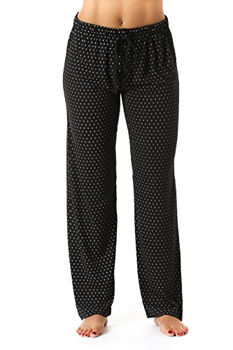 Just Love Seidig weiche Damen-Pyjamahose mit Stretch-Pyjama, Nachtwäsche, Schwarz mit weißen Punkten, X-Large von Just Love