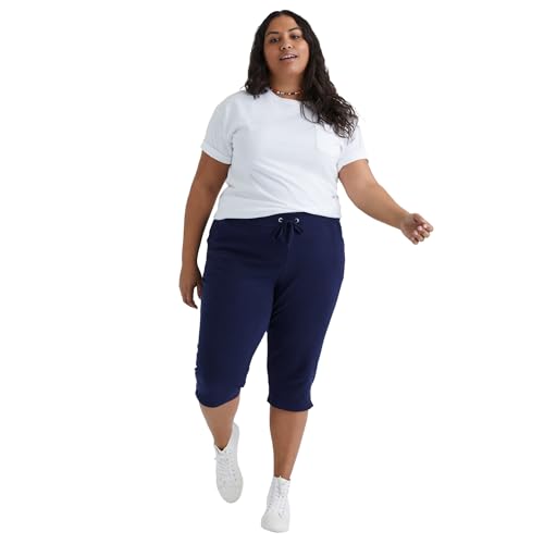 JUST MY SIZE Damen Sweatpants French Terry Capris mit Taschen JMS Damen Capri Pocket Sweatpants, Marineblau, 48 von Just My Size