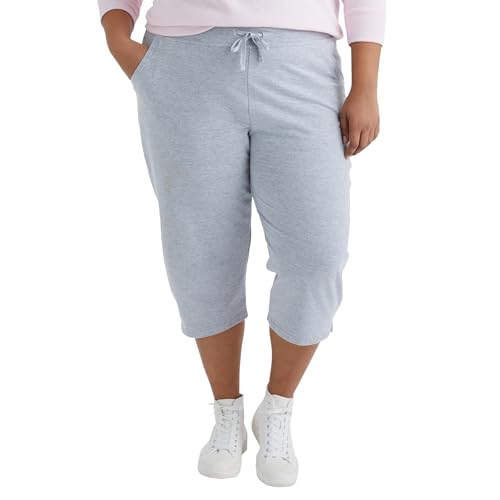 JUST MY SIZE Damen Sweatpants French Terry Capris mit Taschen JMS Damen Capri Pocket Sweatpants, Leichter Stahl, 28 von JUST MY SIZE