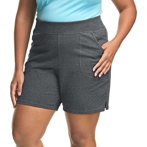 JUST My Size Damen Plus Baumwoll Jersey Schlupfshorts, Charcoal Heather, 2X von Hanes