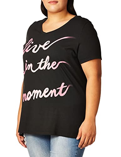 JUST MY SIZE Damen t-Shirt, Übergröße, Grafisch, Kurzärmelig, V-Ausschnitt Hemd, Leben Sie im Moment, 4X von Just My Size