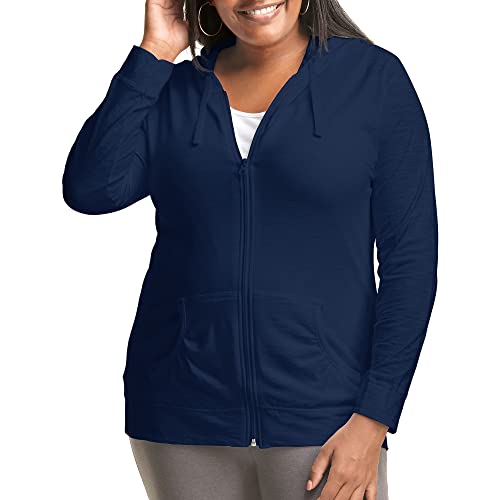 JUST MY SIZE Damen Sweatshirt Übergröße Slub Jersey Full-Zip Hoodie Damen T-Shirt Hoodie JMS Zip-up für Frauen, Navy, 1X von Just My Size