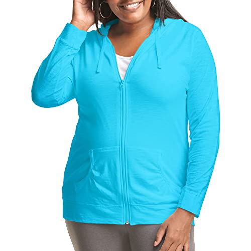 JUST MY SIZE Damen Sweatshirt Übergröße Slub Jersey Full-Zip Hoodie Damen T-Shirt Hoodie JMS Zip-up für Frauen, Process Blue, 5X von Just My Size