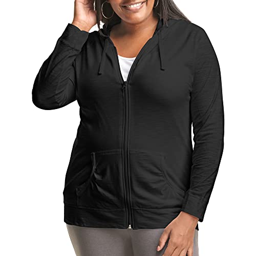 JUST MY SIZE Damen Sweatshirt Übergröße Slub Jersey Full-Zip Hoodie Damen T-Shirt Hoodie JMS Zip-up für Frauen, schwarz, 1X von Just My Size