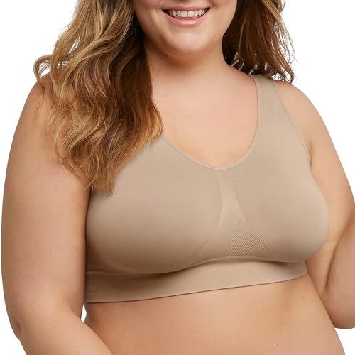 JUST MY SIZE Damen Pure Comfort Bügelloser T-Shirt-BH mit Leichtem Halt und Feuchtigkeitstransport BHS, Undurchsichtige, Hautfarben, 5X-Large von Just My Size