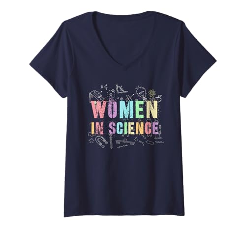 Damen Clever Women in Science Chemie Trip Teacher Inspire Nerd T-Shirt mit V-Ausschnitt von Just One More I Teach Geek Learn Graduate Biology