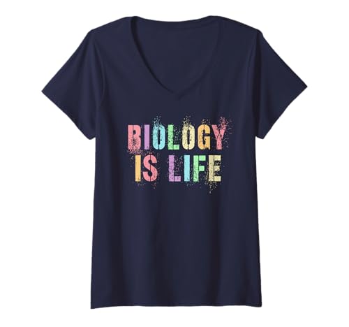 Damen Clever Biology is Life STEM-Reiseleiter inspirieren Nerd Tech T-Shirt mit V-Ausschnitt von Just One More I Teach Geek Learn Graduate