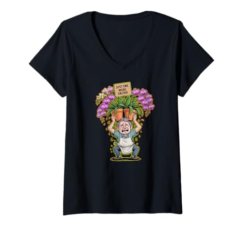 Damen Just One More Orchidee Funny Lover Plant Flower T-Shirt mit V-Ausschnitt Damen Just One More Orchidee Funny Lover Plant Flower T-Shirt mit V-Ausschnitt von Just One More Orchids Souvenirs and More