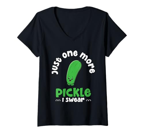 Damen Just One More Pickle I Swear Gurkensalat Gurkengurken T-Shirt mit V-Ausschnitt Damen Just One More Pickle I Swear Gurkensalat Gurkengurken T-Shirt mit V-Ausschnitt von Just One More Pickle I Swear