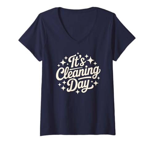 Damen Das ist Mein REINIGUNGSTAG Vacuumologist Lady Clean Mop Crew T-Shirt mit V-Ausschnitt Damen Das ist Mein REINIGUNGSTAG Vacuumologist Lady Clean Mop Crew T-Shirt mit V-Ausschnitt von Just One More Tidy Up Custodian Dust Cardio