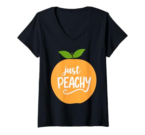 Damen Einfach Peachy T-Shirt mit V-Ausschnitt Damen Einfach Peachy T-Shirt mit V-Ausschnitt von Just_Peachy