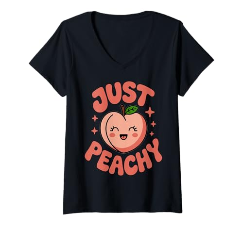Damen Einfach Peachy T-Shirt mit V-Ausschnitt von Just_Peachy