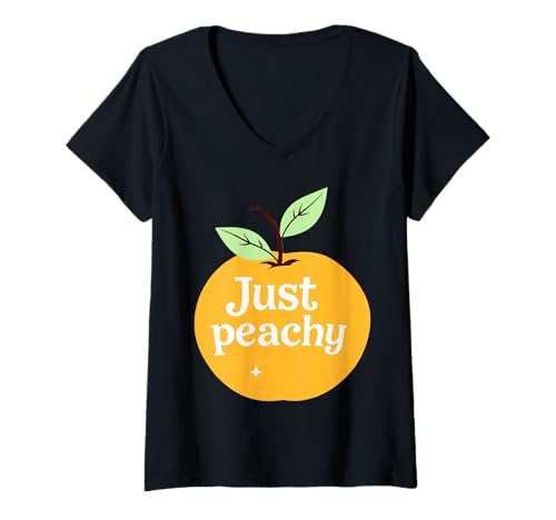 Damen Einfach Peachy T-Shirt mit V-Ausschnitt Damen Einfach Peachy T-Shirt mit V-Ausschnitt von Just_Peachy
